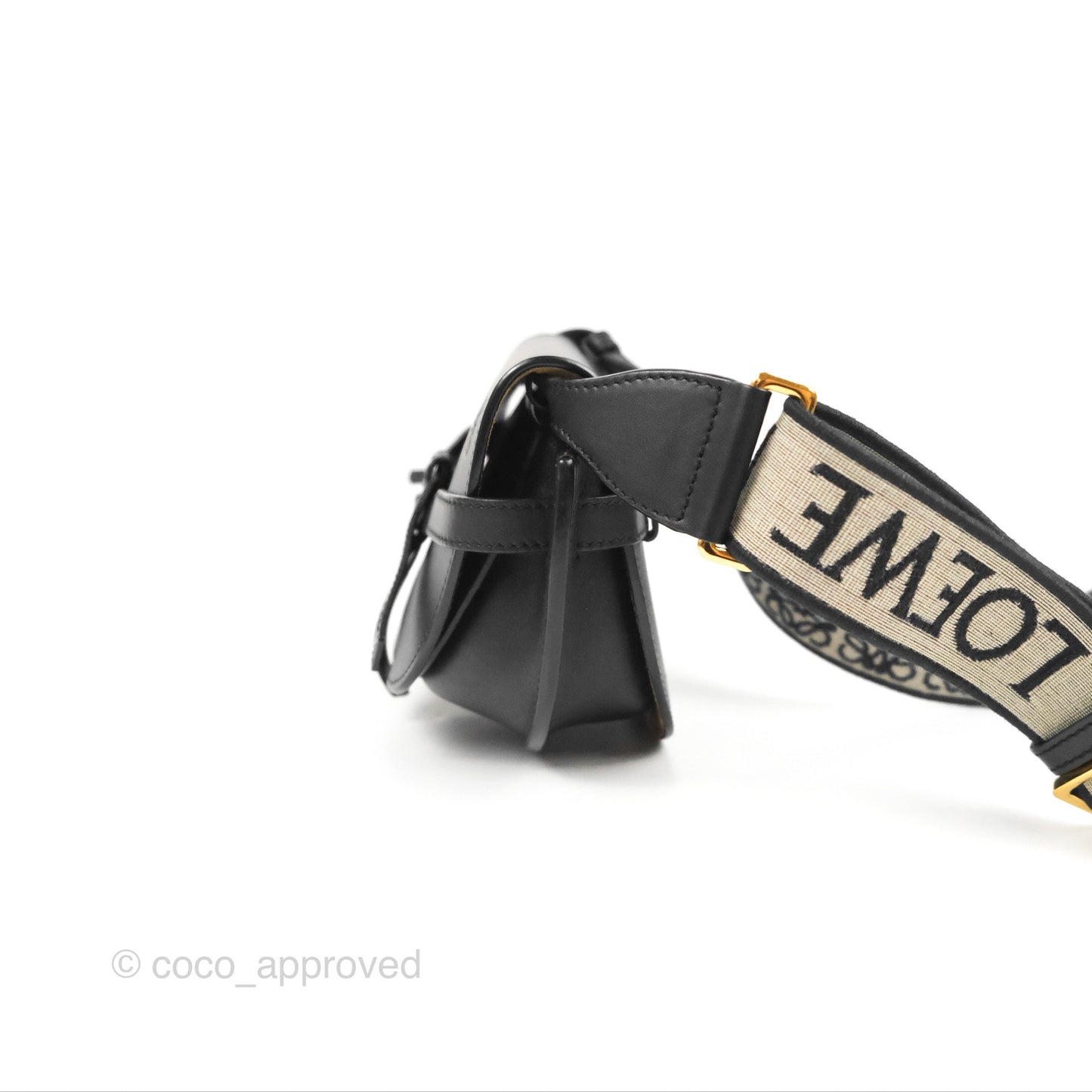 Loewe Mini Gate Dual Bag in Soft Calfskin & Jacquard Strap Black