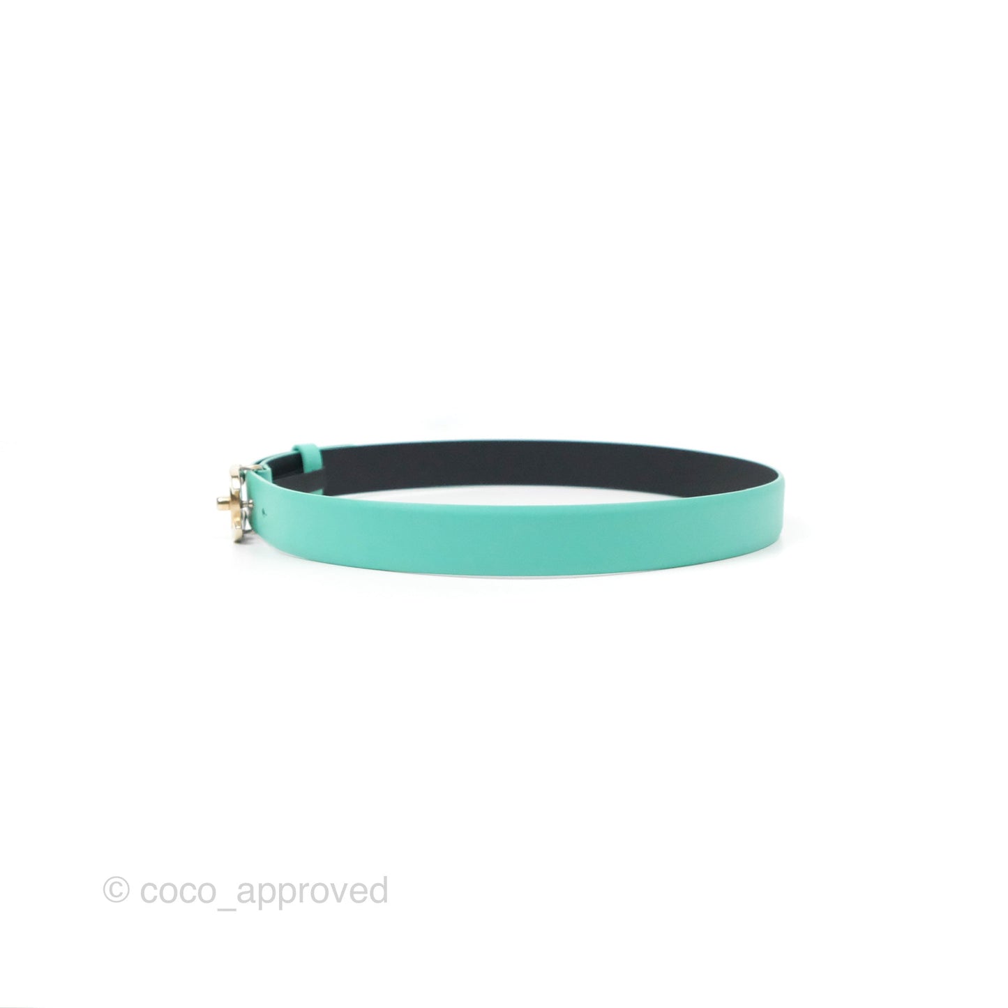 Chanel Calfskin CC Turn Lock Belt Turquoise 18C