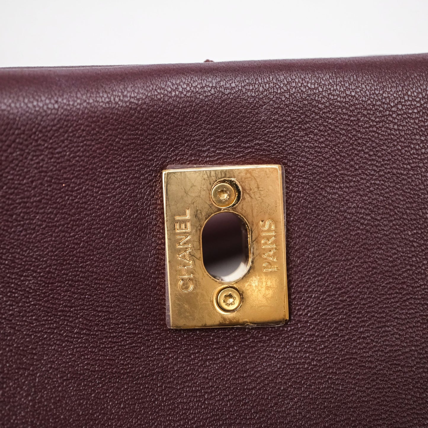 Chanel Quilted Shoulder Flap Bag Red Burgundy Lambskin Gold Hardware