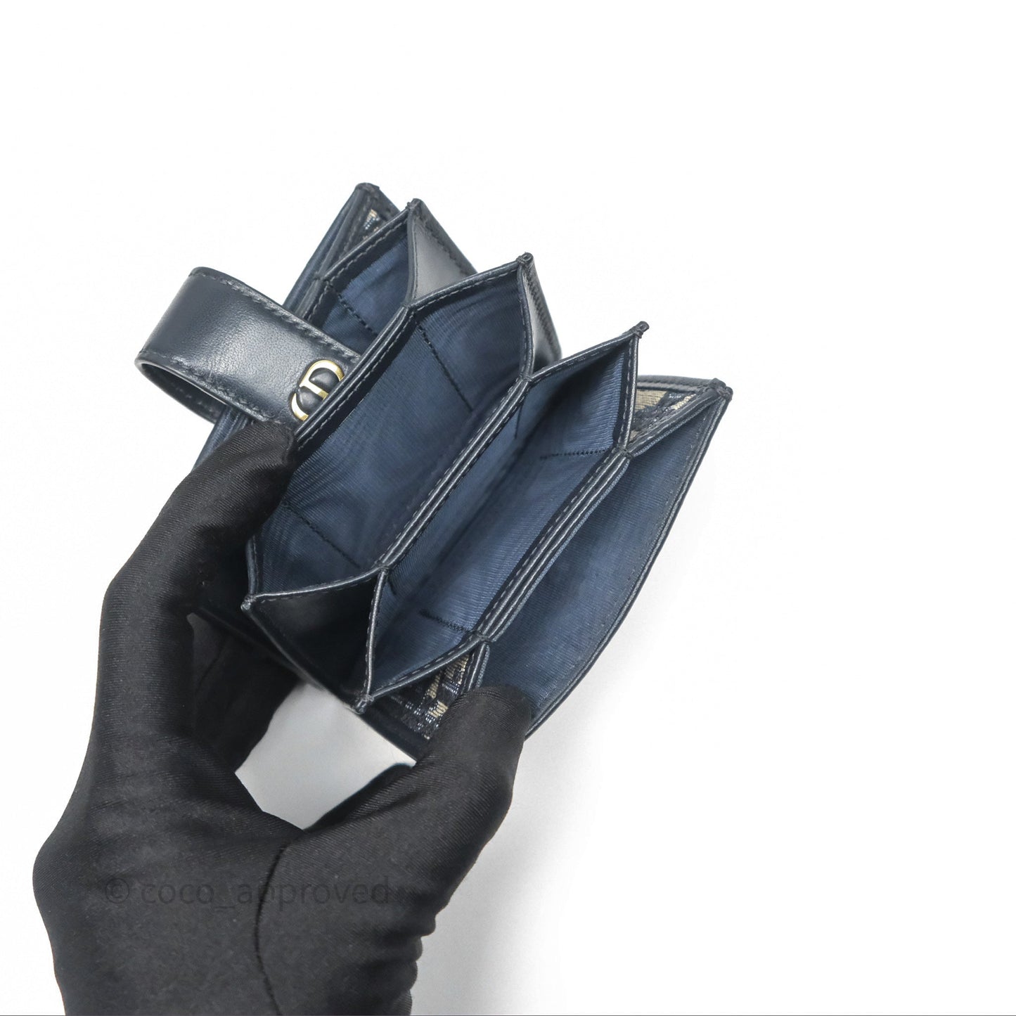 Christian Dior 5-Gusset Card Holder Blue Dior Oblique Jacquard