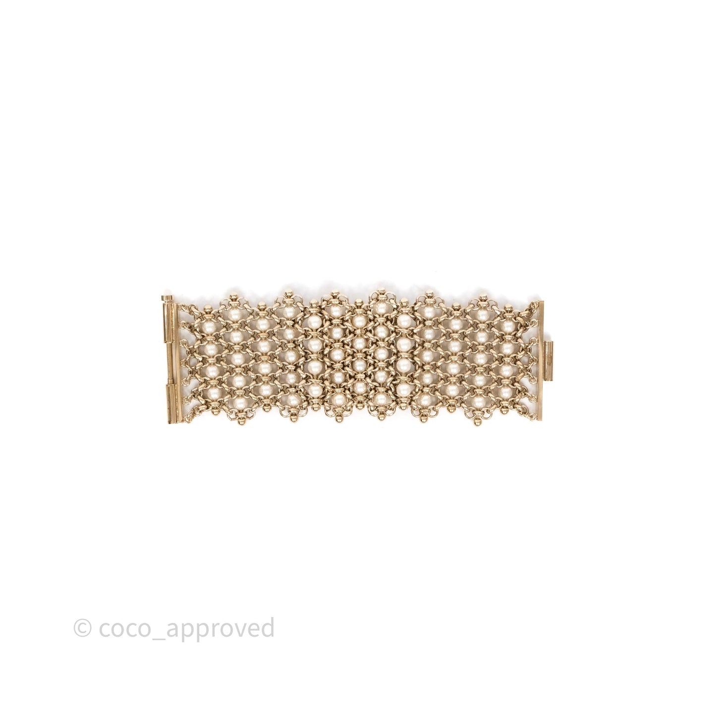 Chanel CC Pearl Bracelet Gold Tone 20C