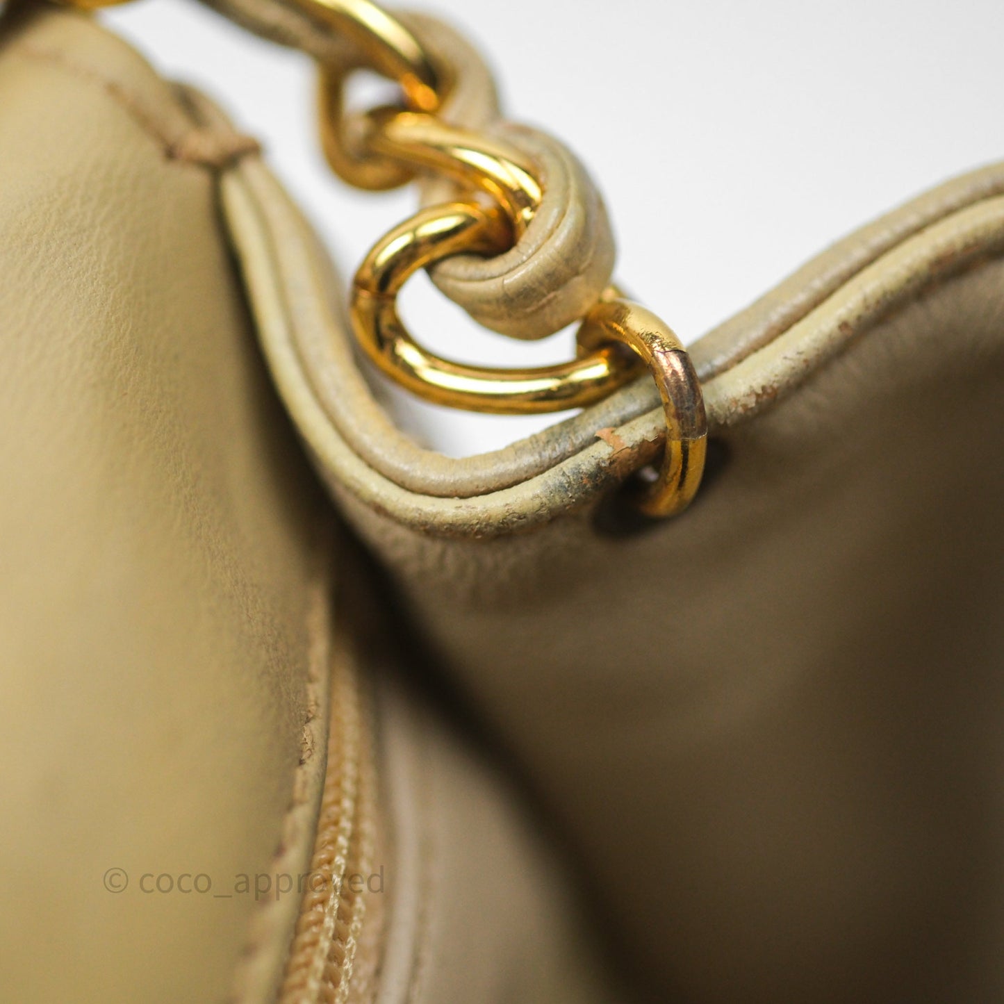 Chanel Vintage CC Flap Bag Beige Lambskin Gold Hardware