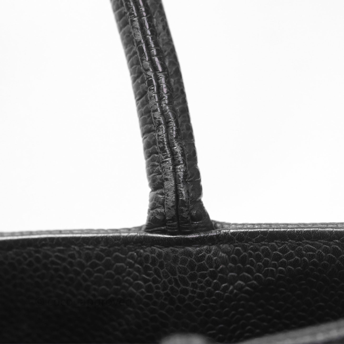 Chanel Vintage Medallion CC Black Caviar Tote Bag Gold Hardware