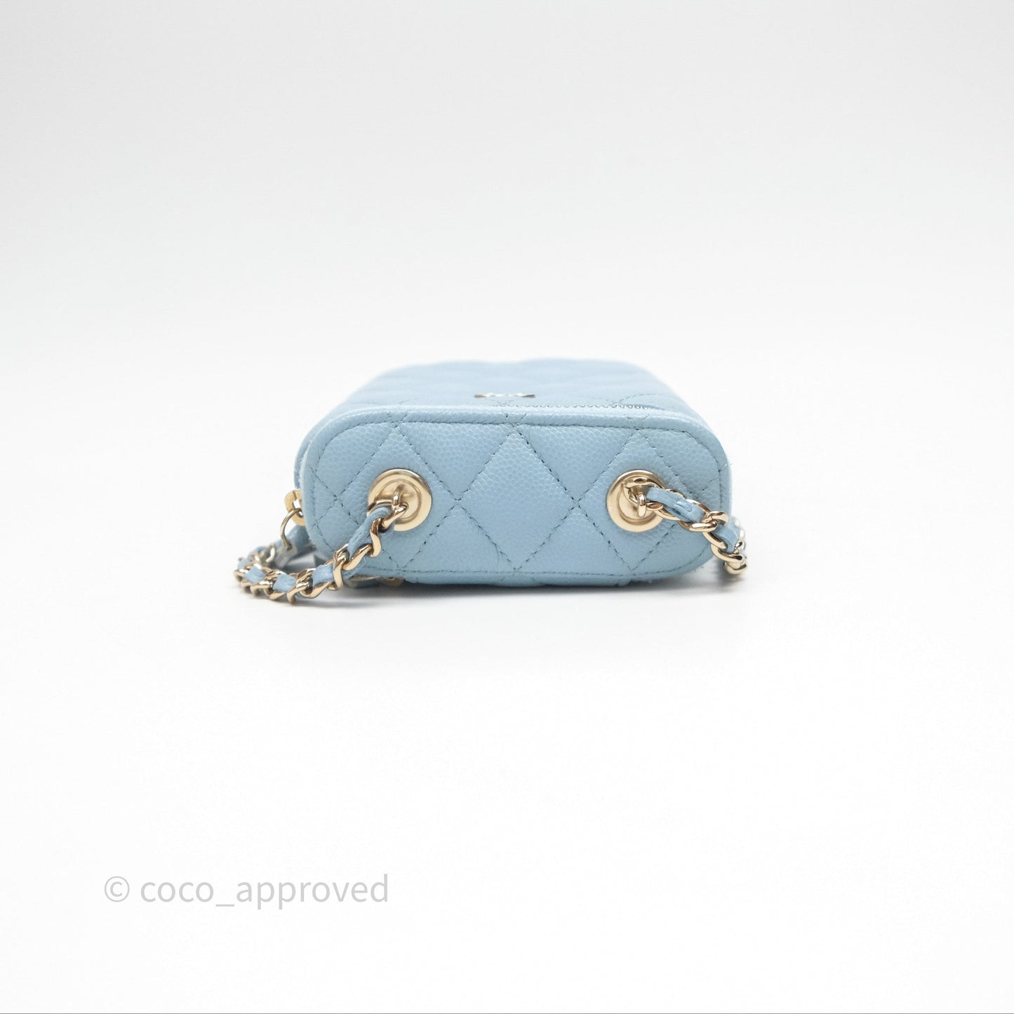 Chanel Classic Mini Vanity With Chain Light Blue Caviar Gold Hardware