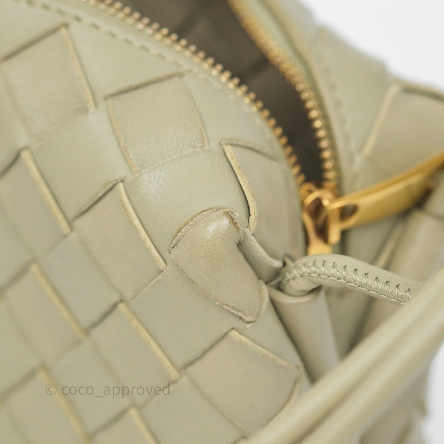 Bottega Veneta Loop Camera Bag Intrecciato Lambskin Travertine