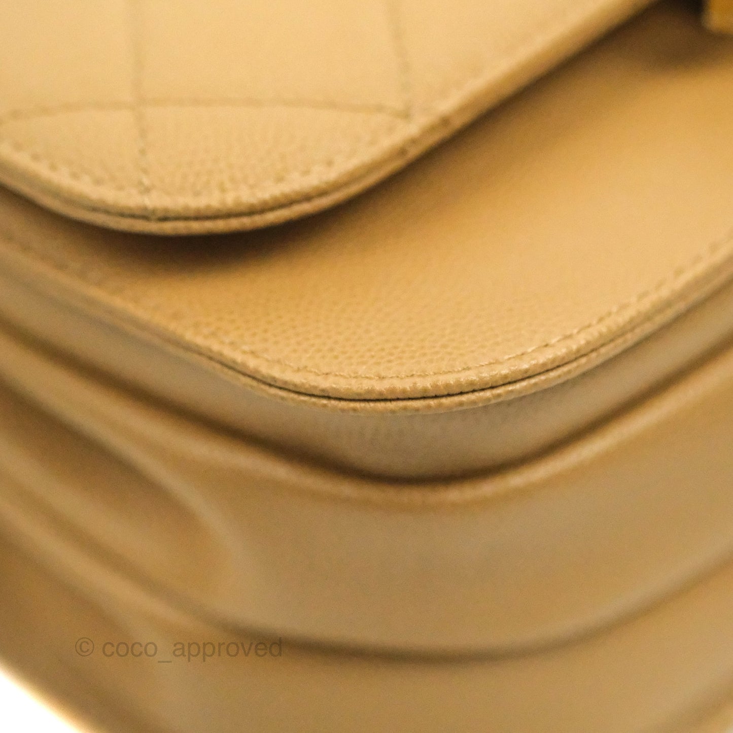 Chanel Mini Messenger Bag Beige Caviar Gold Hardware 21K