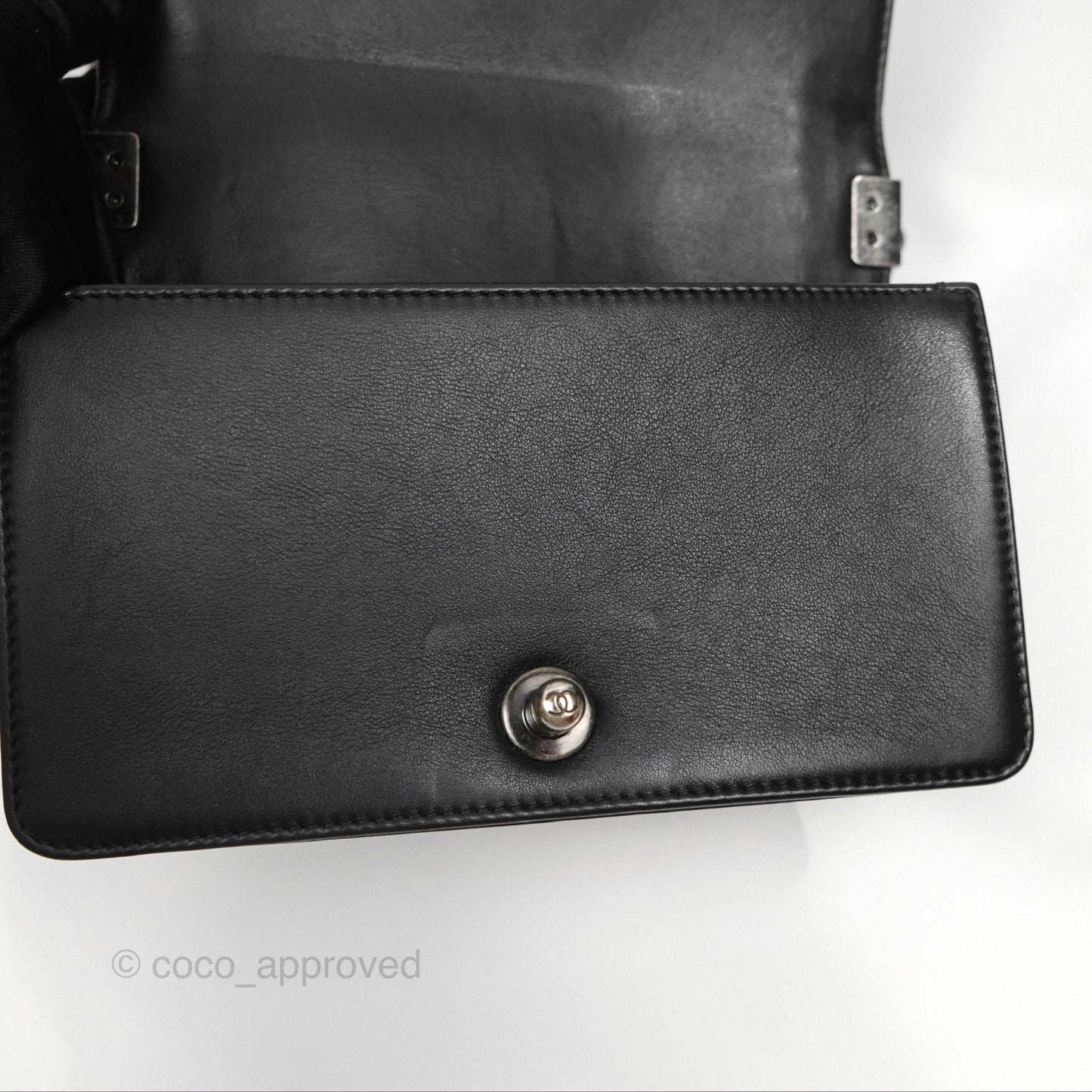 Chanel Small Boy Black Calfskin Ruthenium Hardware