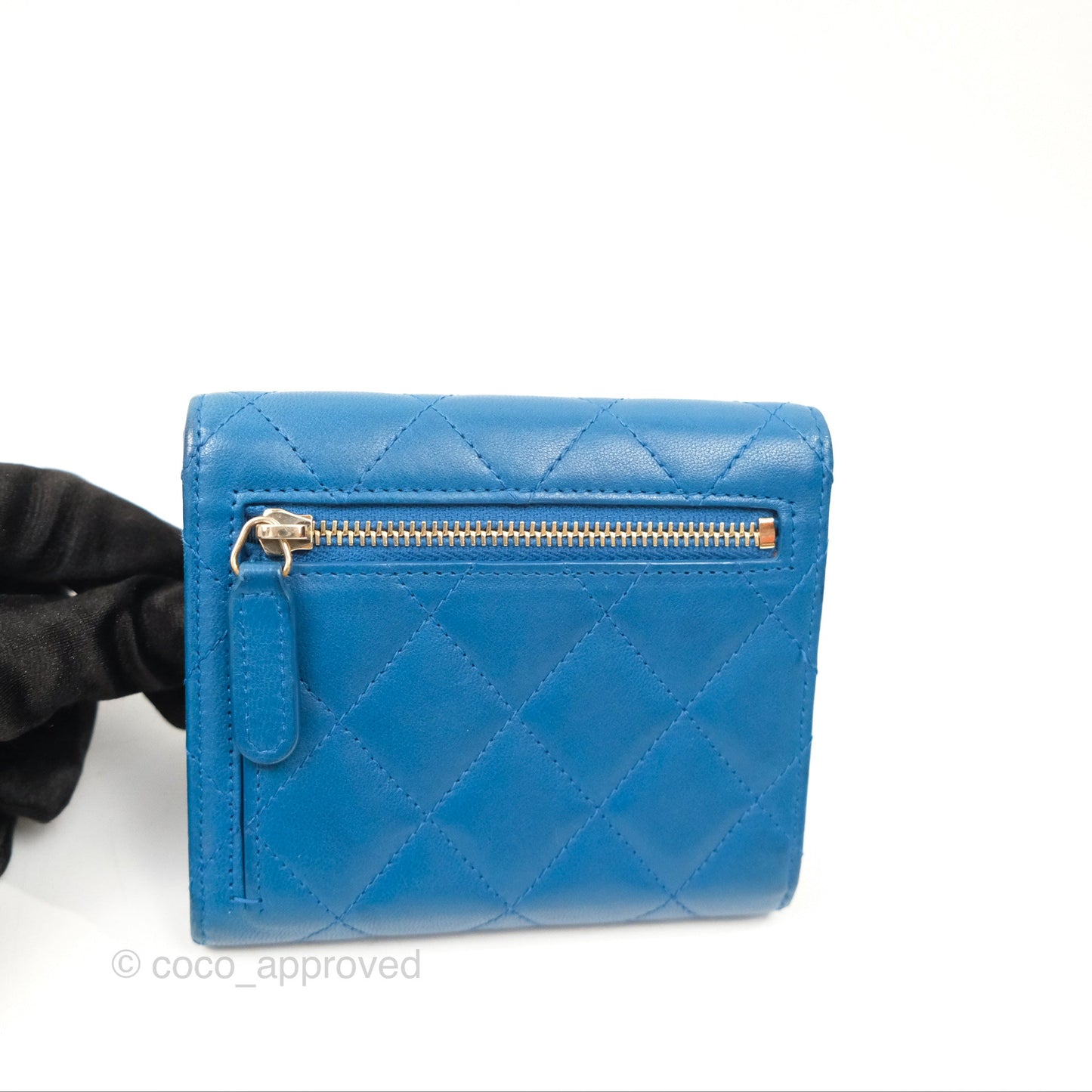 Chanel Classic Short Flap Wallet Blue Lambskin Gold Hardware