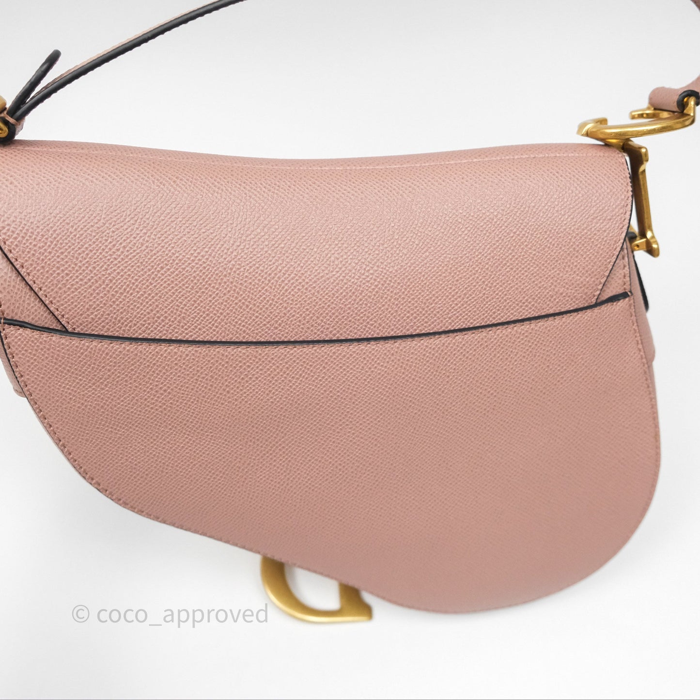 Christian Dior Saddle Bag Dusty Pink Grained Calfskin Gold Hardware