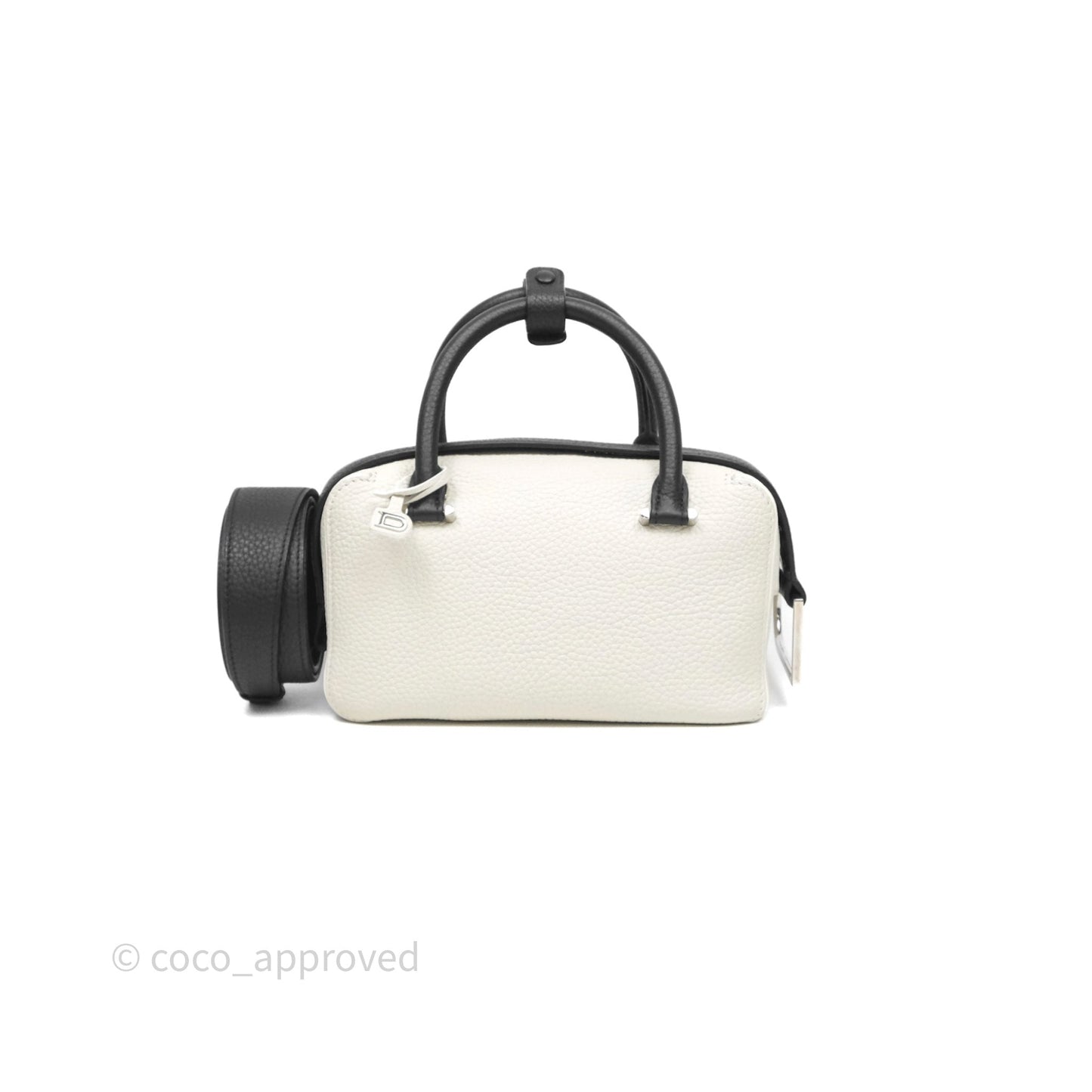 Delvaux Cool Box Mini Taurillon Soft Grained White/Black Calfskin Silver Hardware