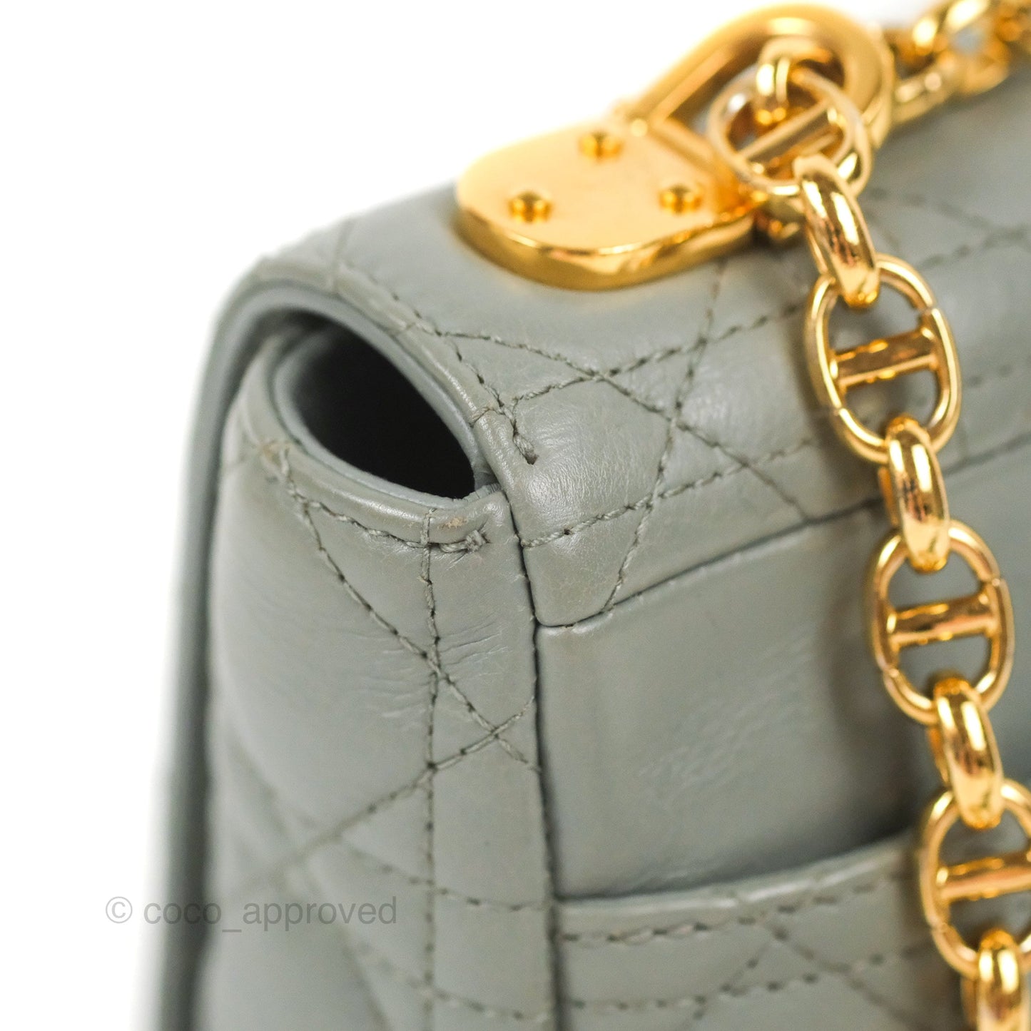 Dior Small Caro Bag Stone Gray Supple Cannage Calfskin