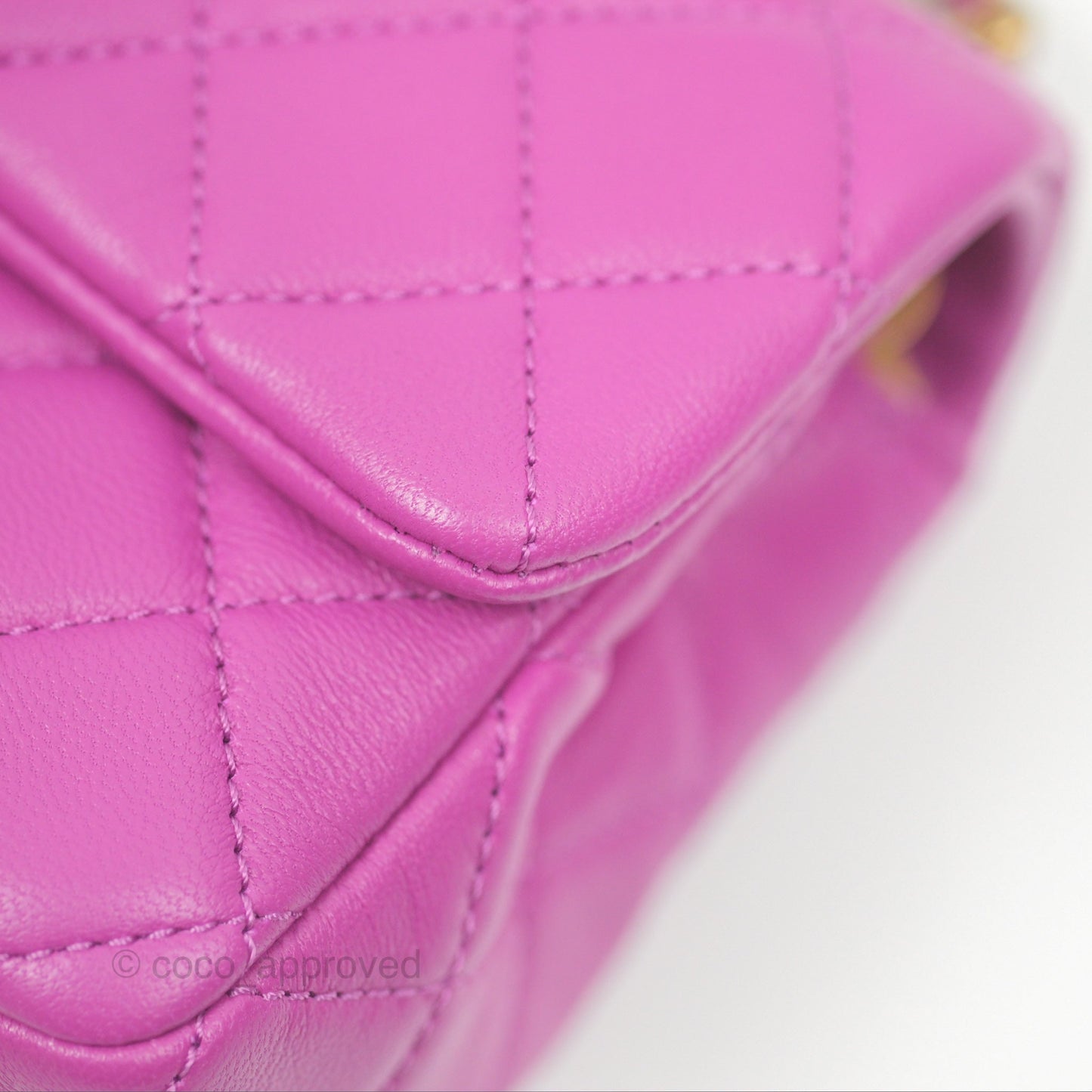 Chanel Mini Rectangular Pearl Crush Quilted Purple Lambskin Aged Gold Hardware