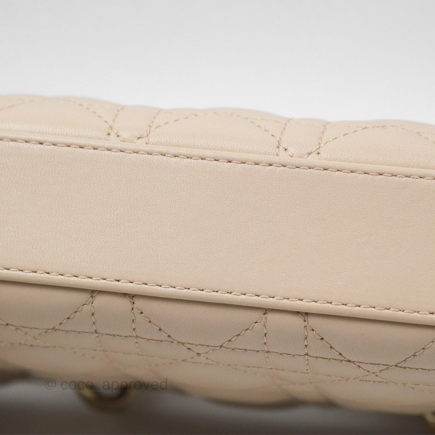 Christian Dior Medium Lady D-Joy Bag Beige Lambskin Cannage Gold Hardware