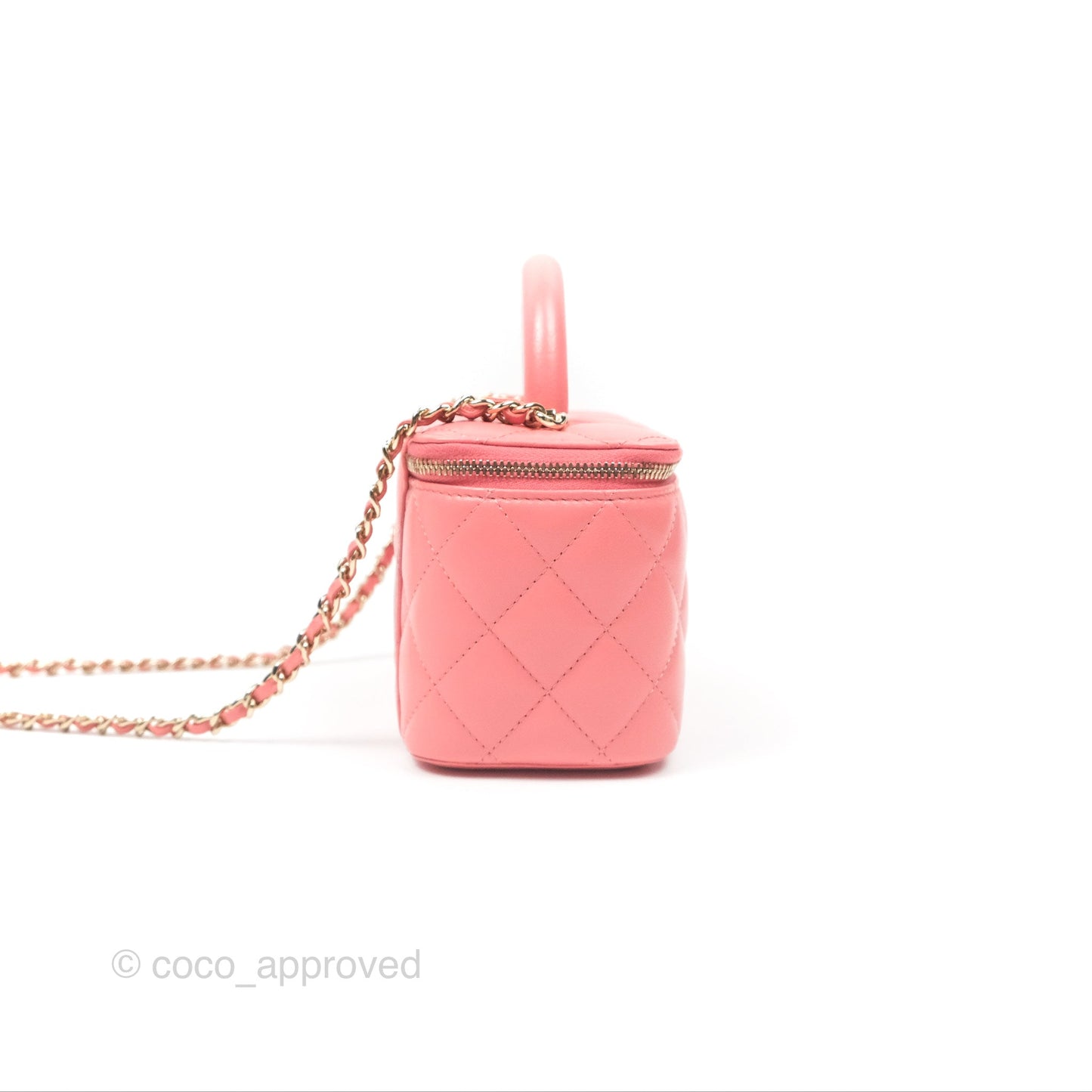 Chanel Vanity Rectangular Top Handle Pink Lambskin Gold Hardware