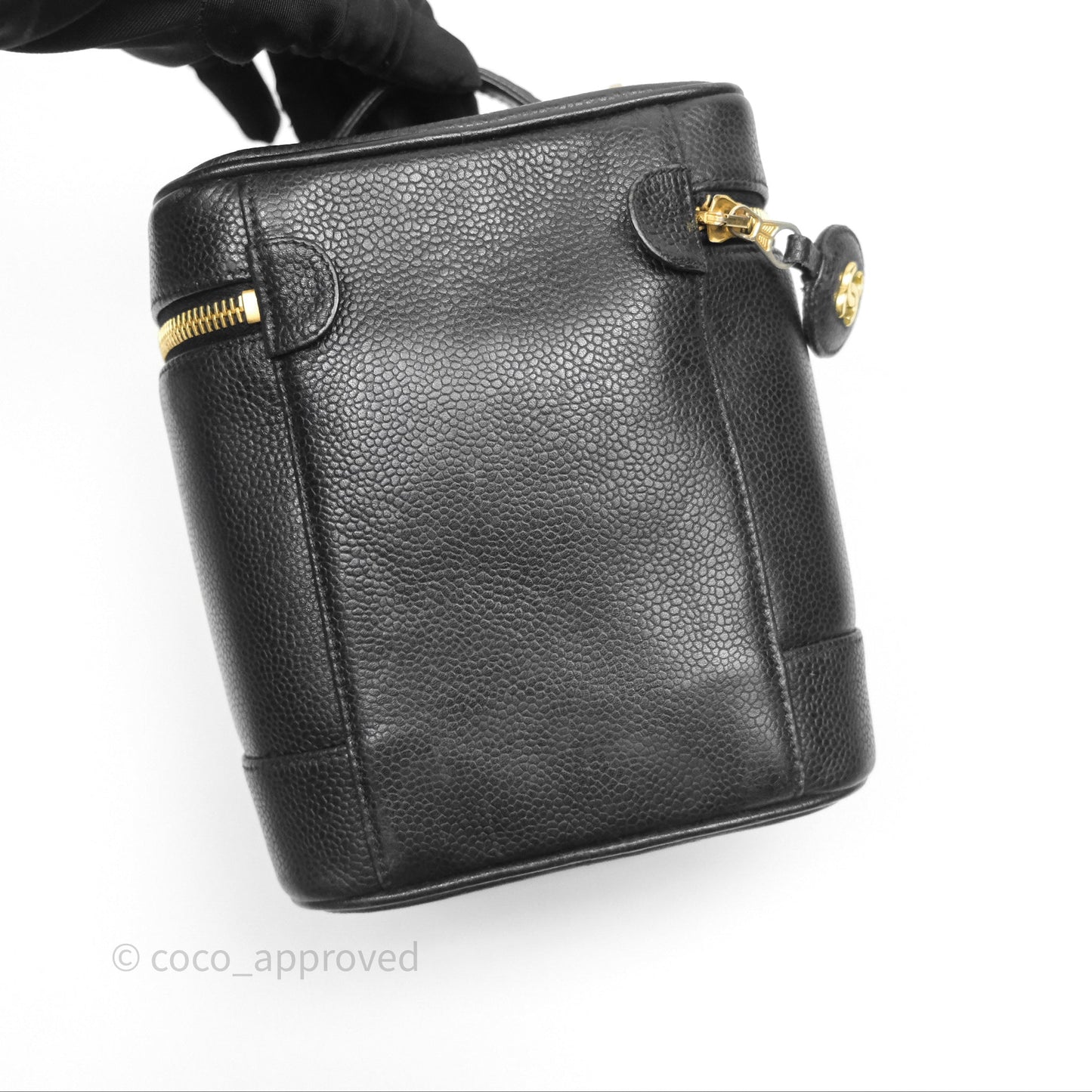 Chanel Vintage Vanity Case Black Caviar Gold Hardware