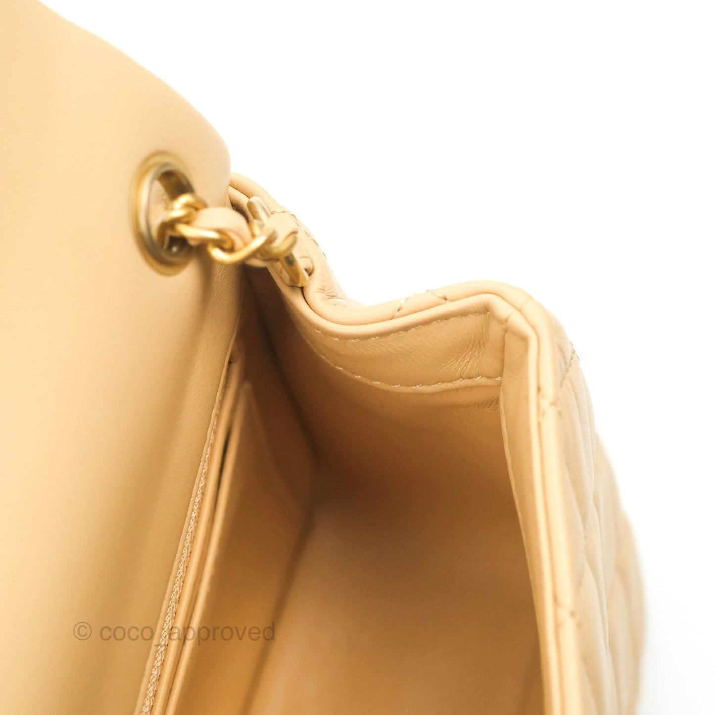 Chanel Mini Rectangular Pearl Crush Beige Lambskin Aged Gold Hardware