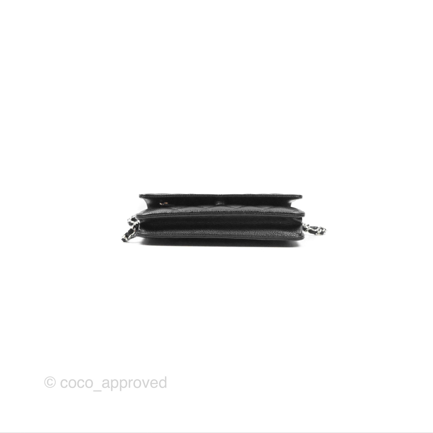 Chanel Quilted Classic Wallet On Chain WOC Black Caviar Silver Hardware