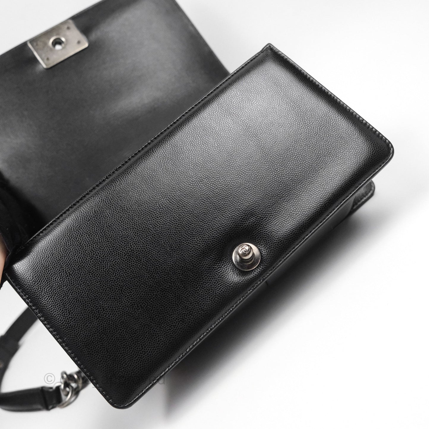 Chanel Medium Boy Quilted Black Caviar Ruthenium Hardware