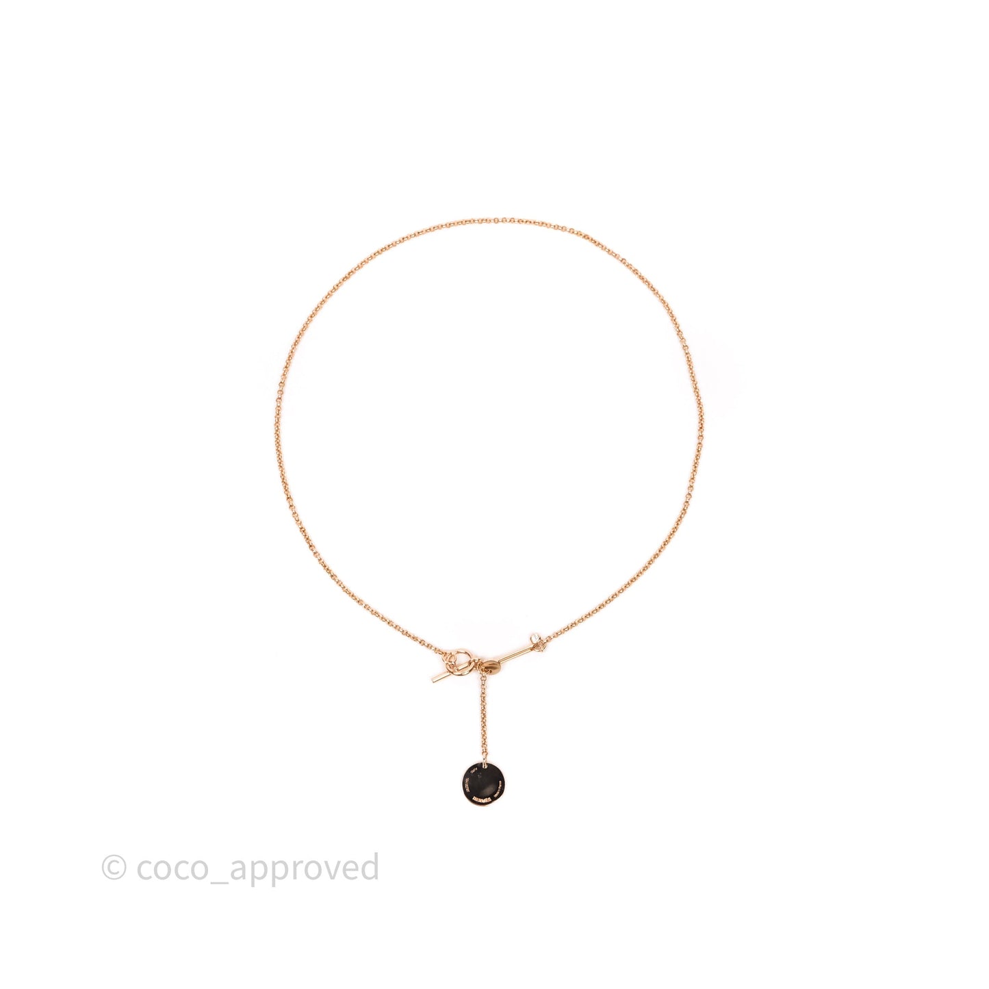 Hermes Ex-Libris Pendant Necklace Diamond Rose Gold Hardware