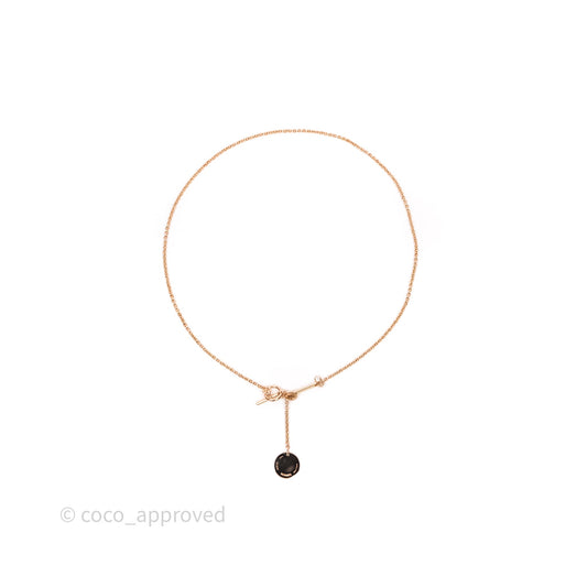 Hermes Ex-Libris Pendant Necklace Diamond Rose Gold Hardware