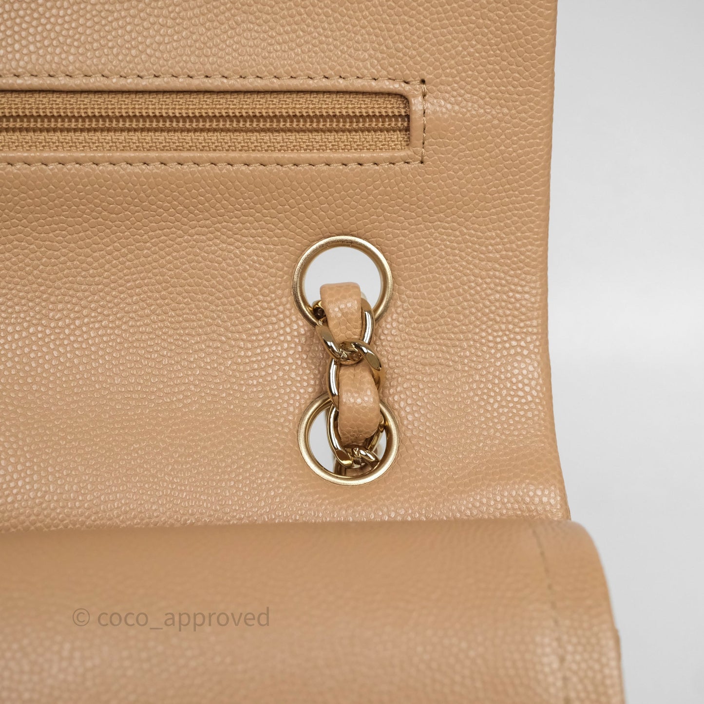 Chanel Classic M/L Medium Flap Quilted Dark Beige Caviar Gold Hardware