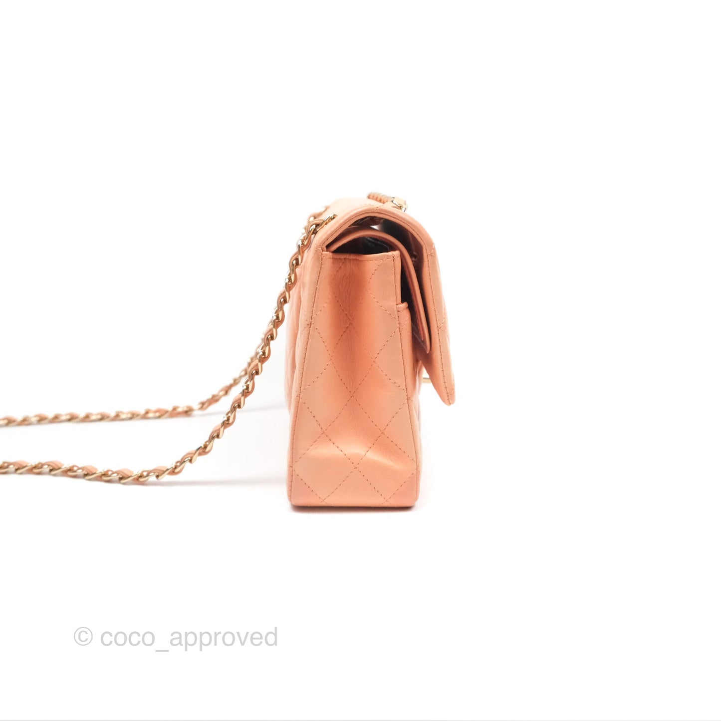 Chanel Classic M/L Medium Flap Quilted Peach Lambskin Gold Hardware