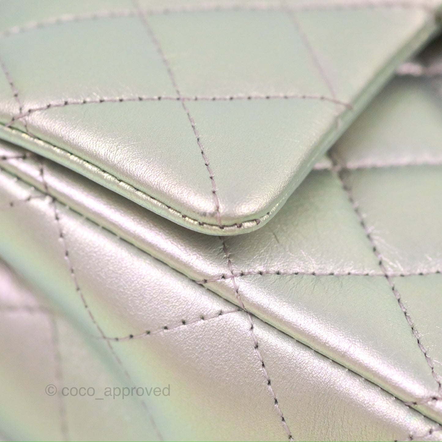 Chanel Quilted Mini Rectangular Iridescent Lilac Calfskin Silver Hardware