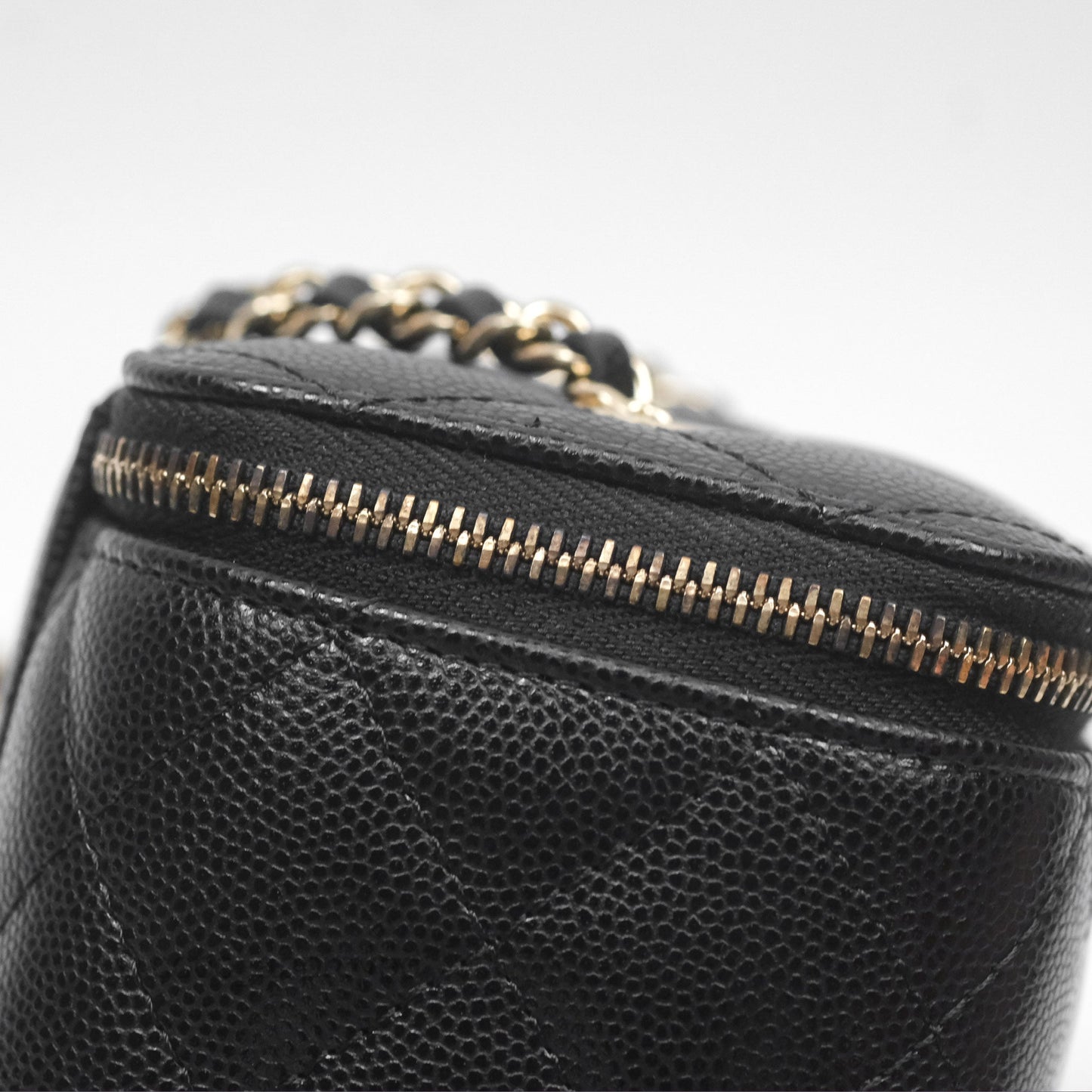 Chanel Vanity Rectangular With Chain Black Caviar Gold Hardware