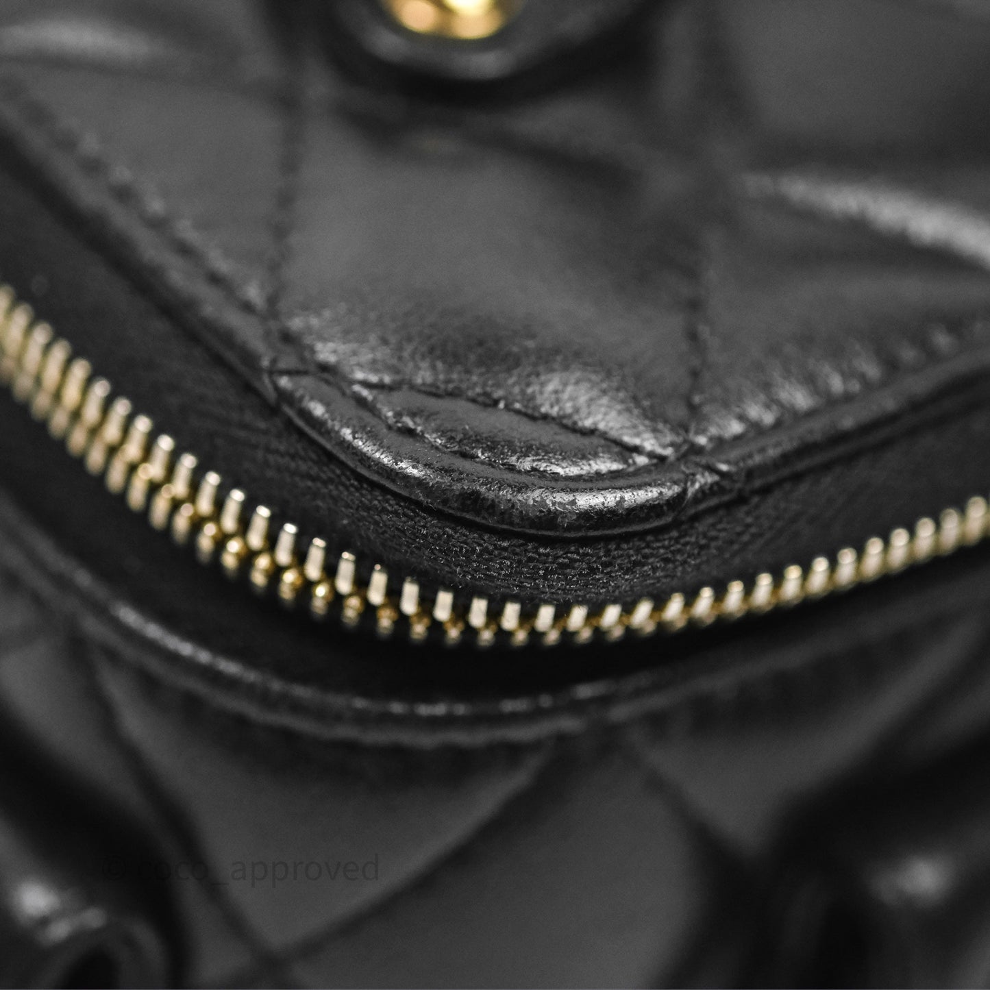 Chanel Cargo Pocket Top Handle Vanity with Chain Black Shiny Lambskin Gold Hardware 22K