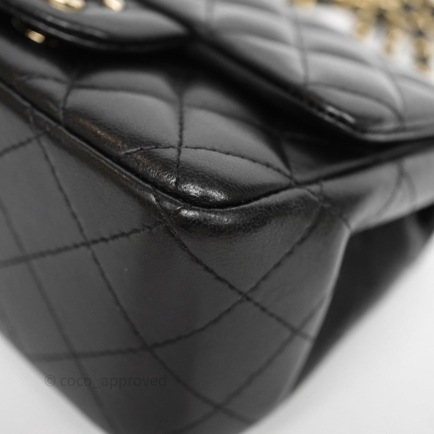 Chanel Mini Square Quilted Black Lambskin Gold Hardware