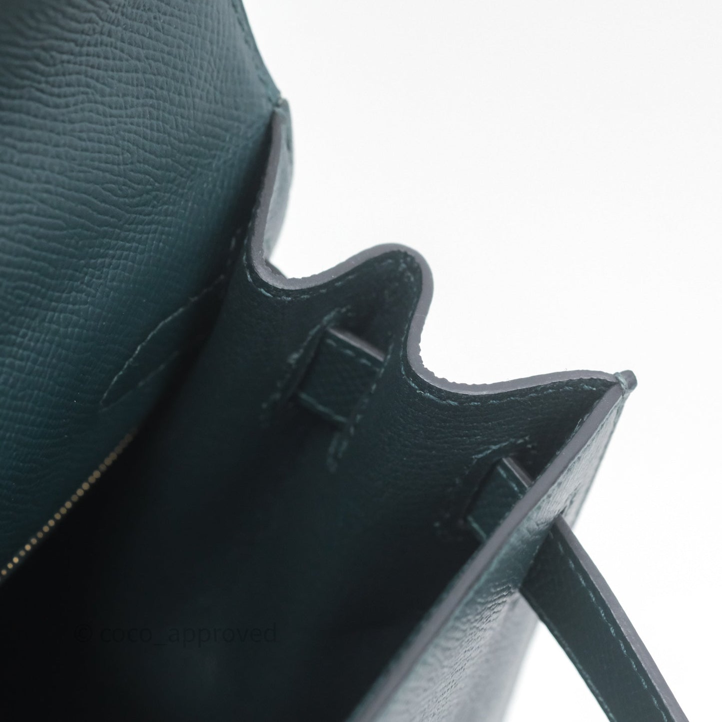 Hermès Kelly 28 Sellier Vert Cypres 6O Epsom Gold Hardware