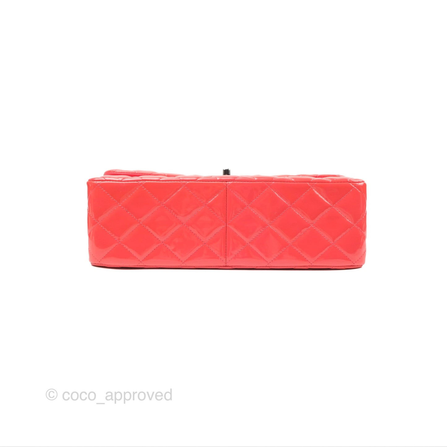 Chanel Jumbo Double Flap Coral Pink Patent Silver Hardware⁣⁣