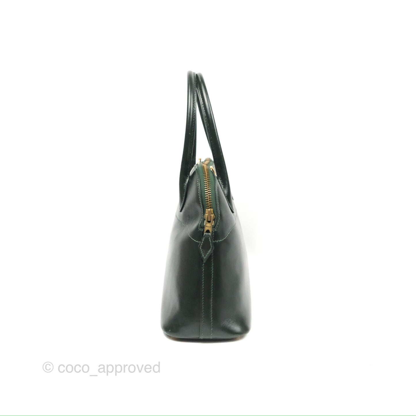 Hermès Vintage Bolide 27 Dark Green Box Leather Gold Hardware