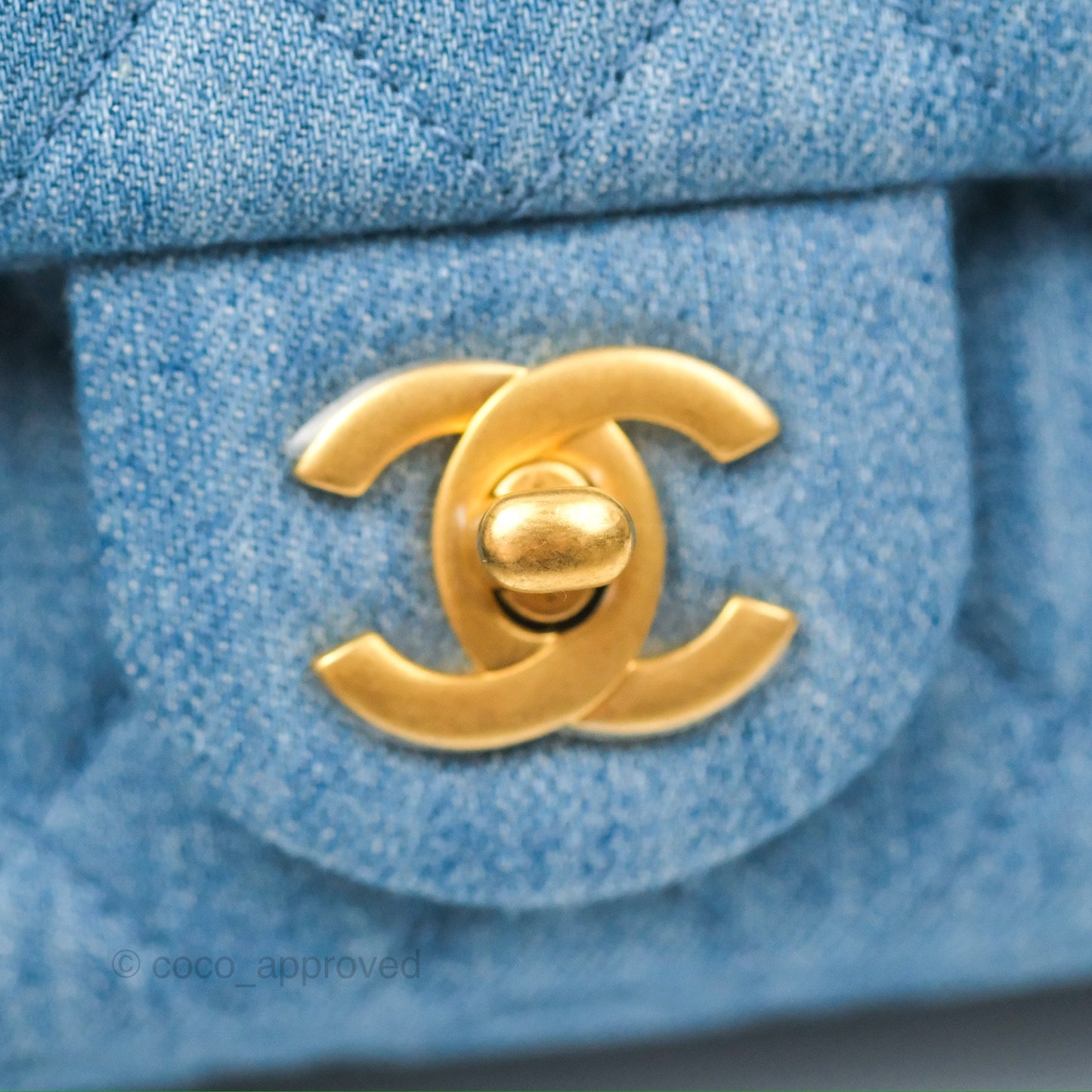 Chanel Mini Rectangular Pearl Crush Quilted Denim Aged Gold Hardware 22C