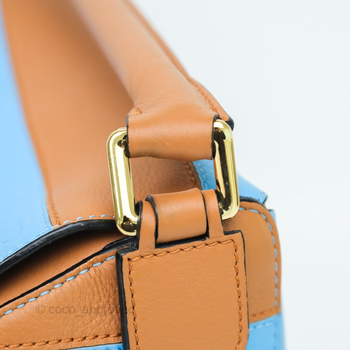Loewe Small Rugby Puzzle Blue Tan Calfskin