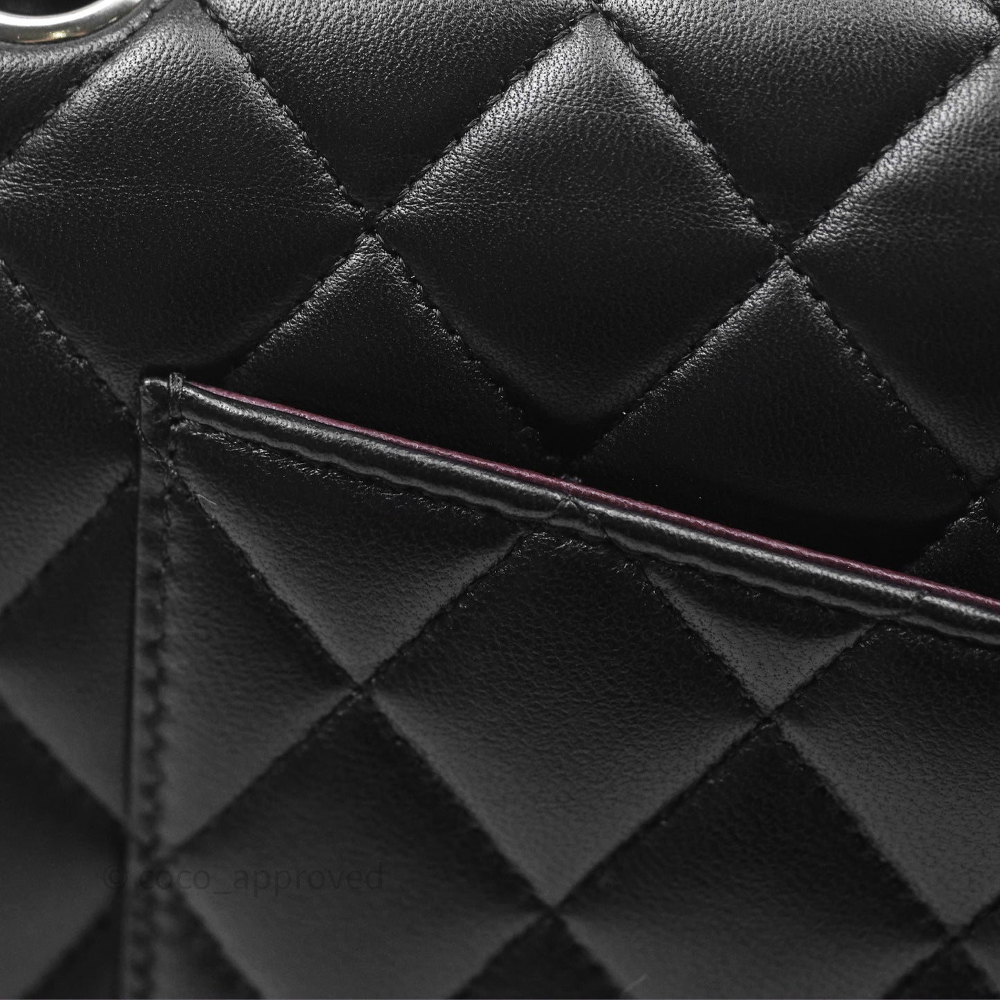 Chanel Classic M/L Medium Flap Quilted Black Lambskin Silver Hardware