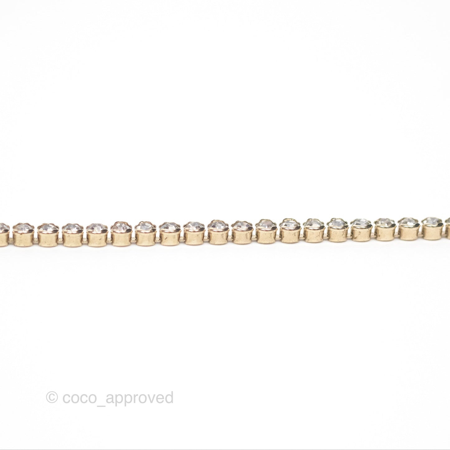 Chanel CC Crystal Chain Choker Necklace Gold Tone 21S
