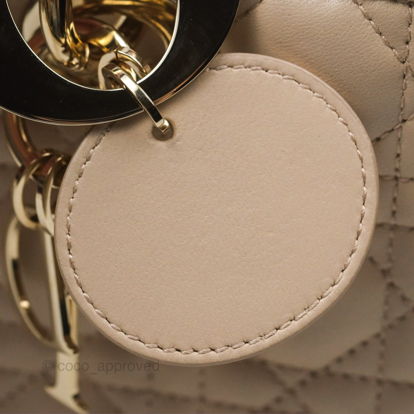 Christian Dior Medium Lady D-Joy Bag Beige Lambskin Cannage Gold Hardware