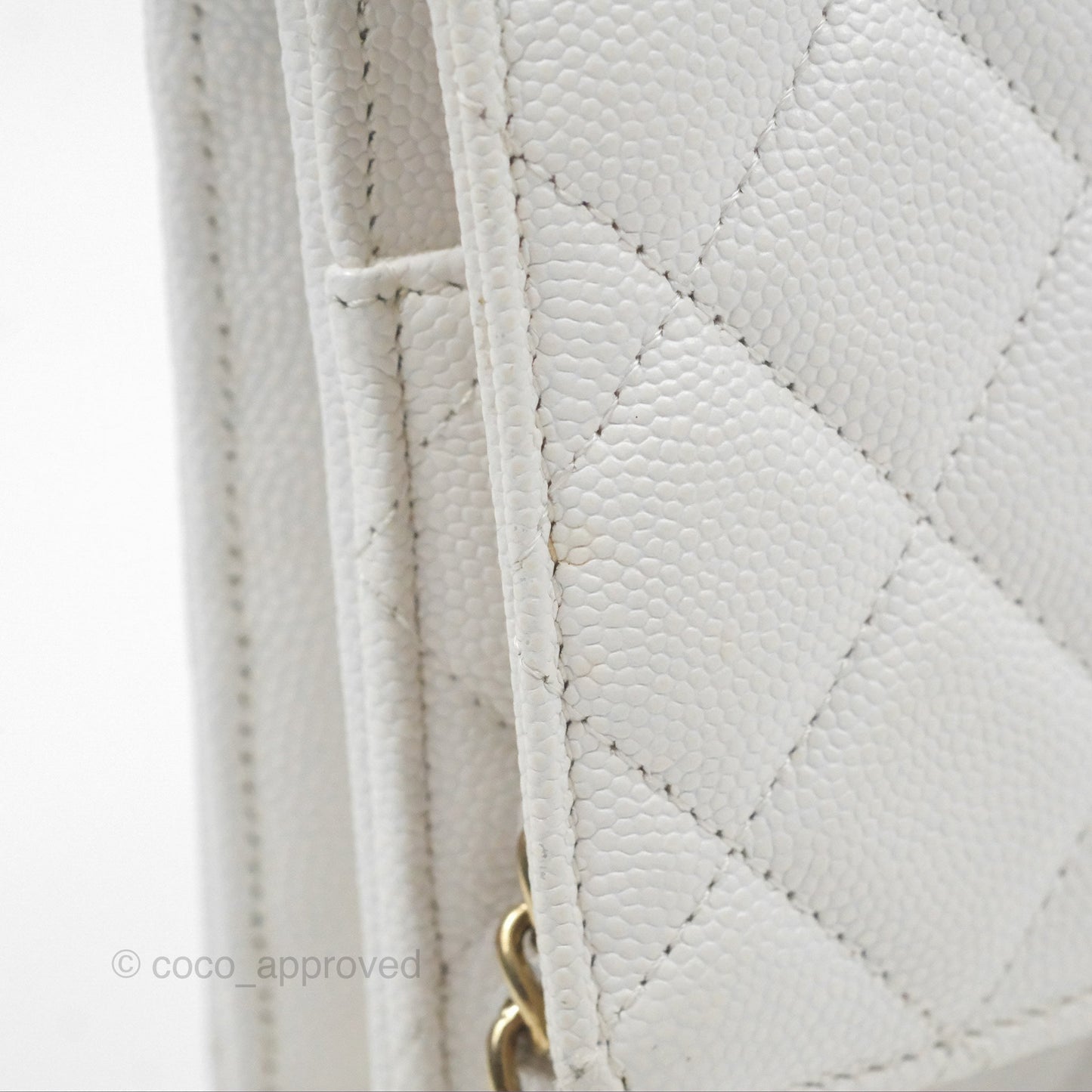 Chanel Quilted Classic Wallet on Chain WOC White Caviar Gold Hardware