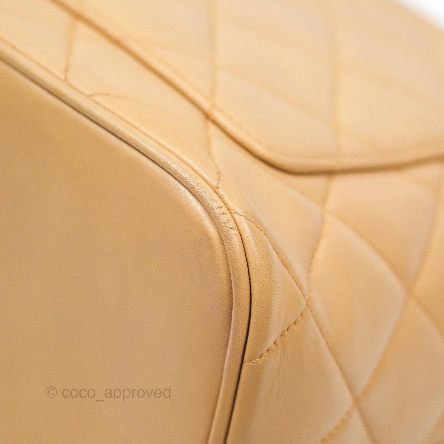 Chanel Vintage Medallion CC Beige Lambskin Tote Bag Gold Hardware