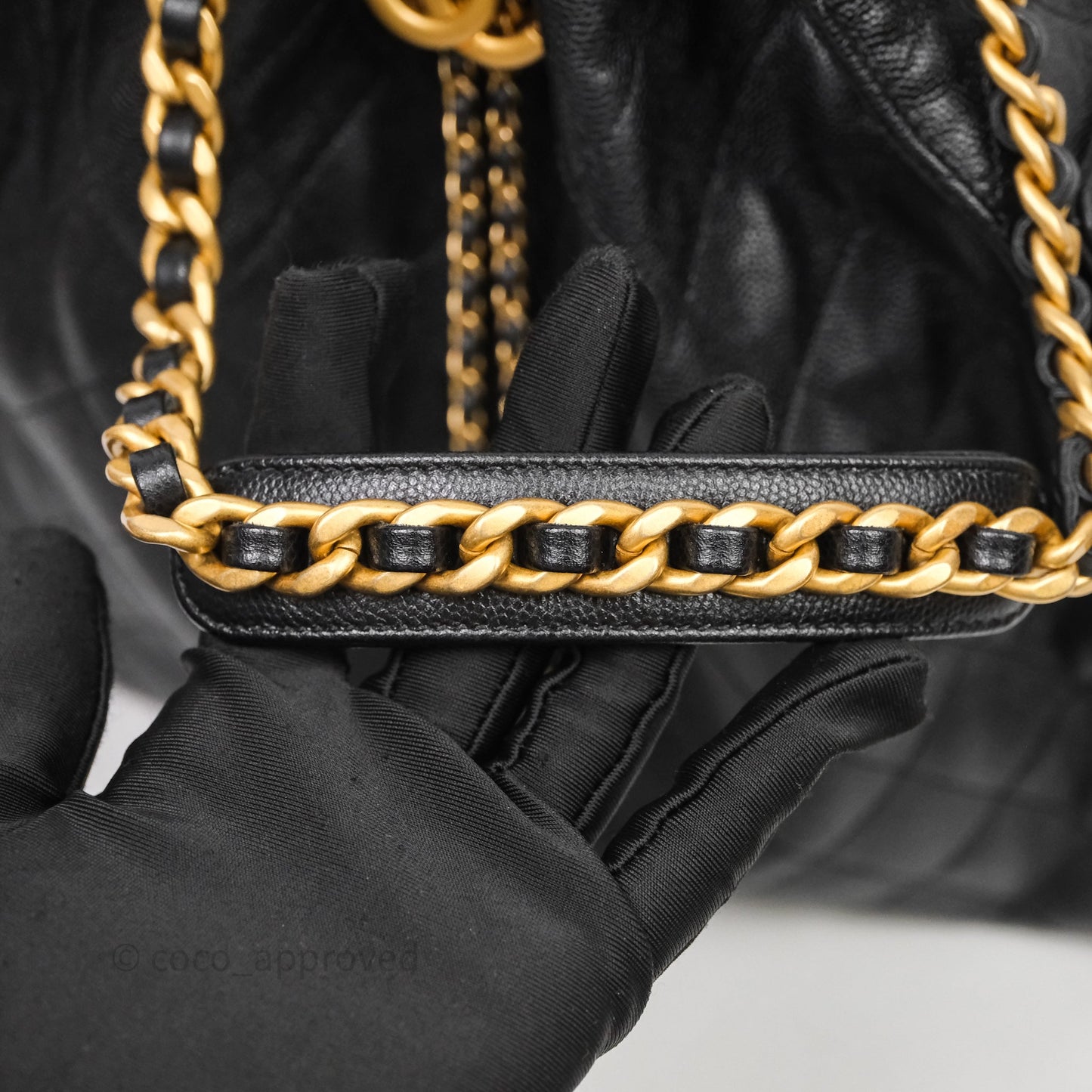 Chanel 25 Medium Black Caviar Aged Gold Hardware