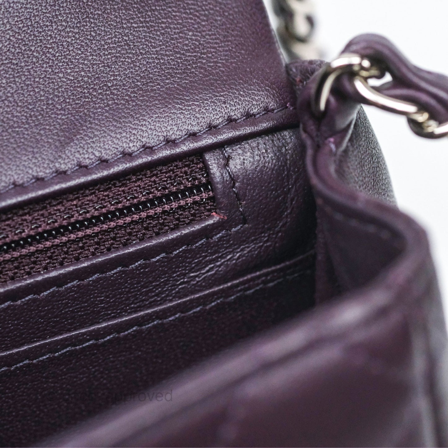 Chanel Quilted Mini Square Dark Purple Lambskin Silver Hardware