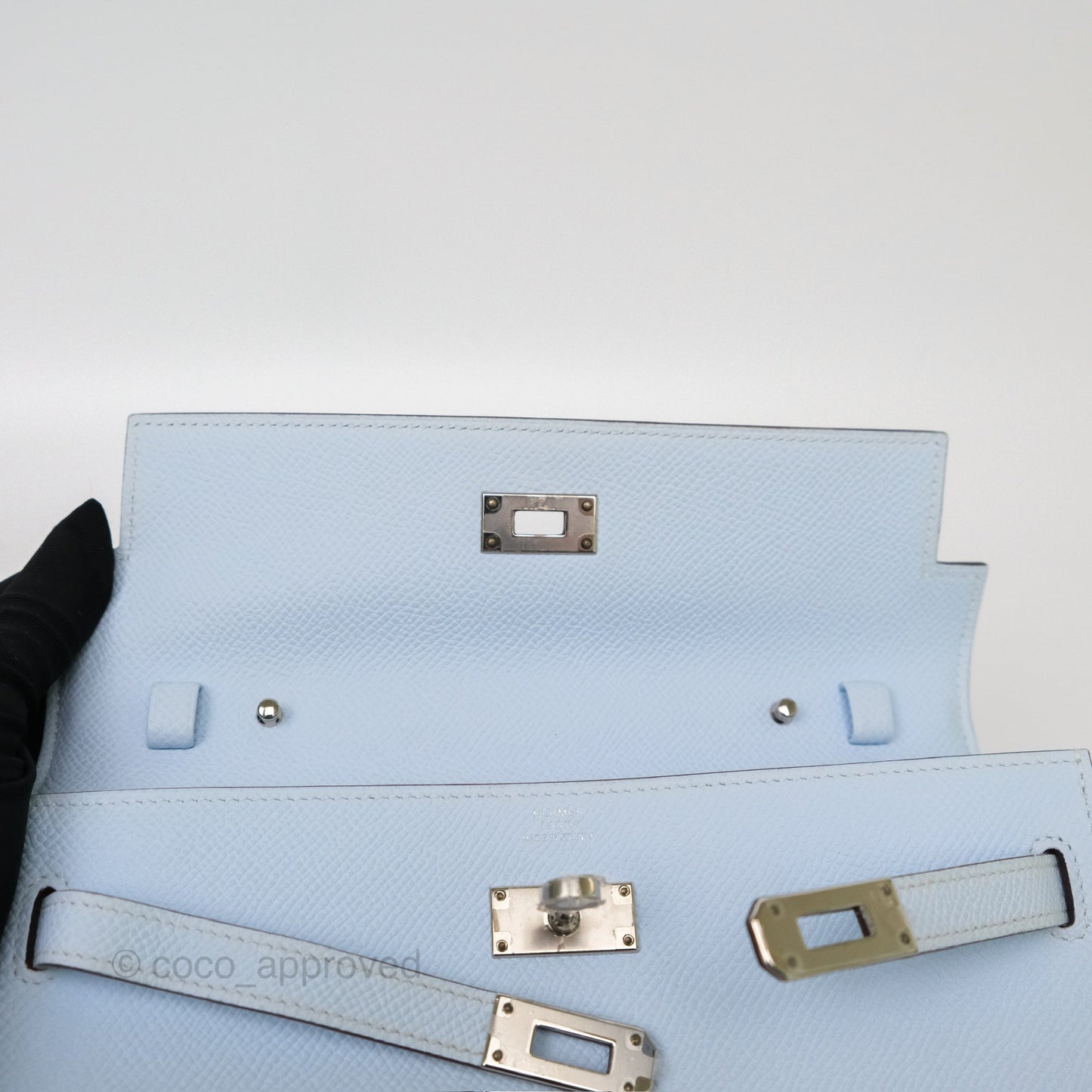 Hermès Kelly To Go Wallet Bleu Brume T0 Epsom Palladium Hardware