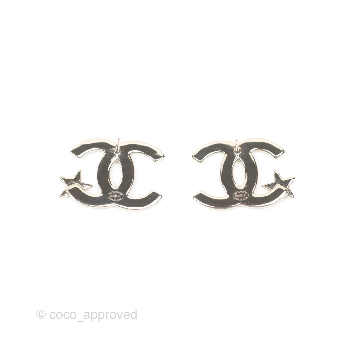 Chanel CC Crystal Star Earrings Gold Tone 23B