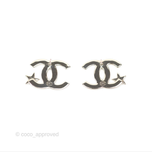 Chanel CC Crystal Star Earrings Gold Tone 23B