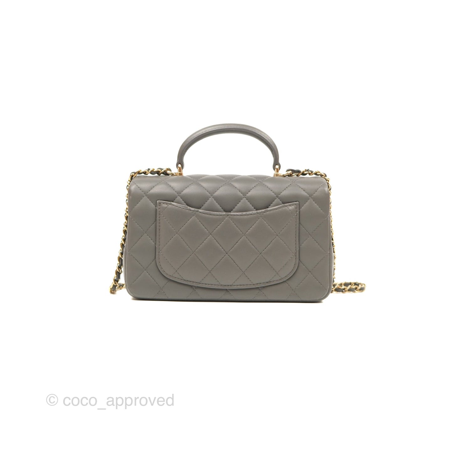 Chanel Top Handle Mini Rectangular Flap Bag Grey Lambskin Gold Hardware