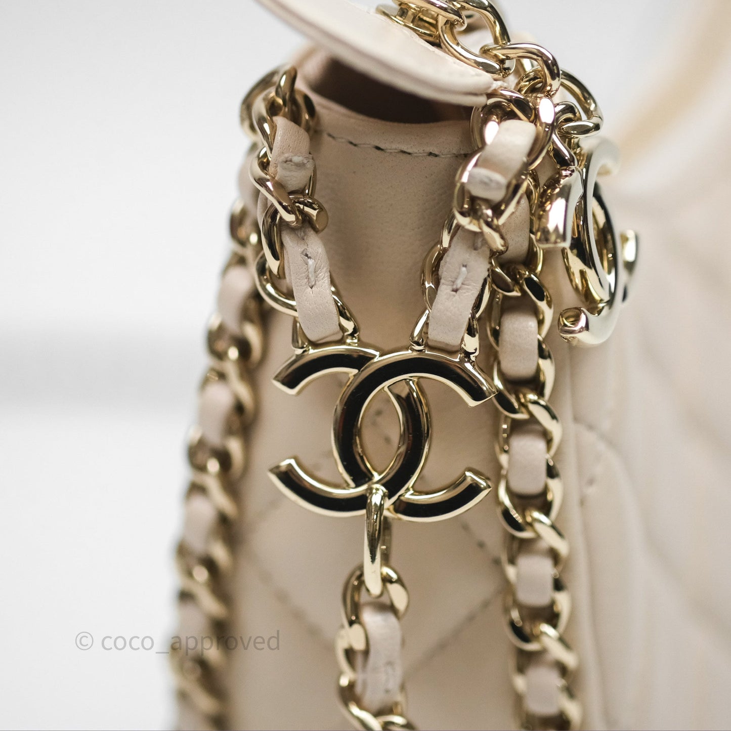 Chanel Small Hobo Bag Light Beige Lambskin Gold Hardware 23P