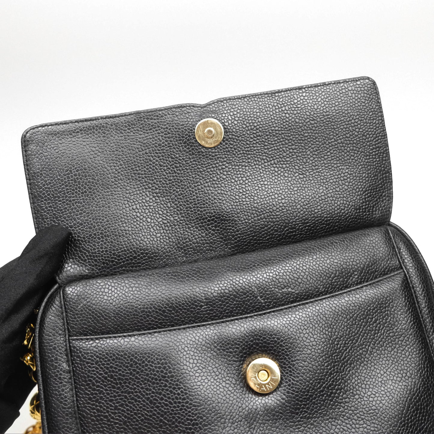 Chanel Vintage CC Camera Bag Black Caviar 24 Gold Hardware