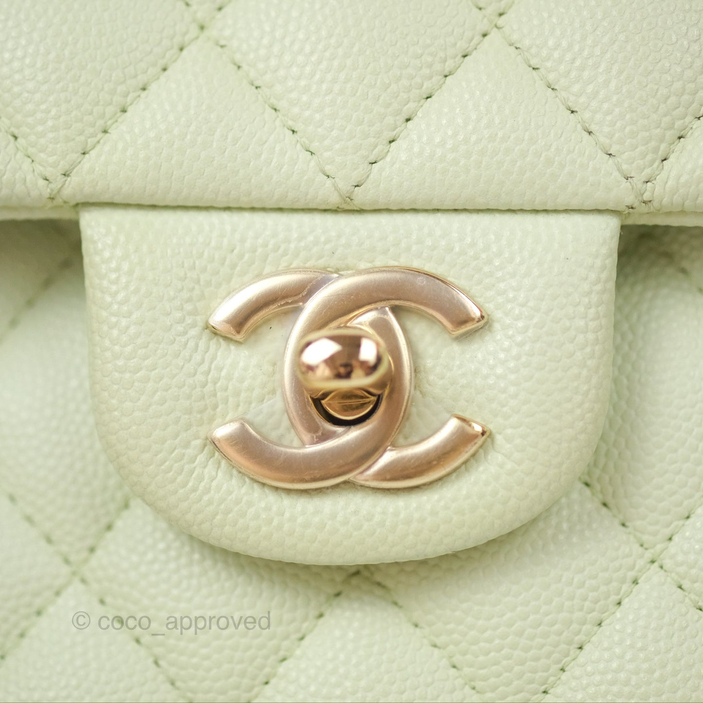 Chanel Small Quilted Classic Flap Mint Green Caviar Gold Hardware 22C