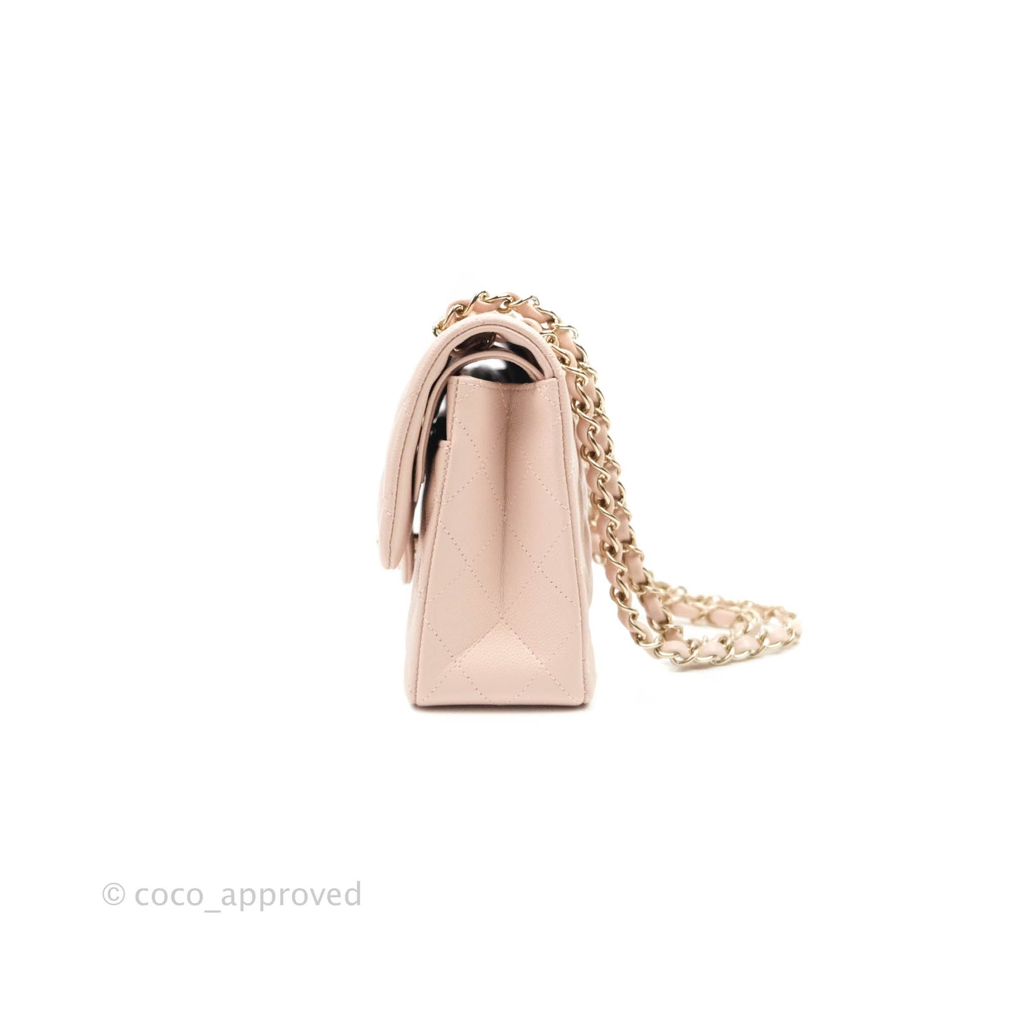 Chanel Classic Small S/M Flap Rose Clair Pink Caviar Gold Hardware 21C